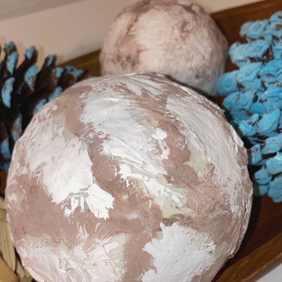 Coastal Nautical Accent Decorative Spheres Balls Jumbo Pine Cones Home Decor - Picture 6 of 11